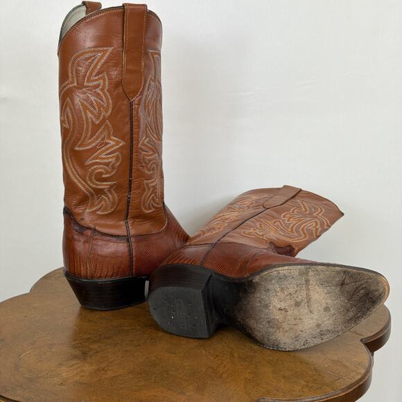 Amazonas Brown Snakeskin Print Leather Western Boots Wide EE Men\'s 8 Brazil main image 6
